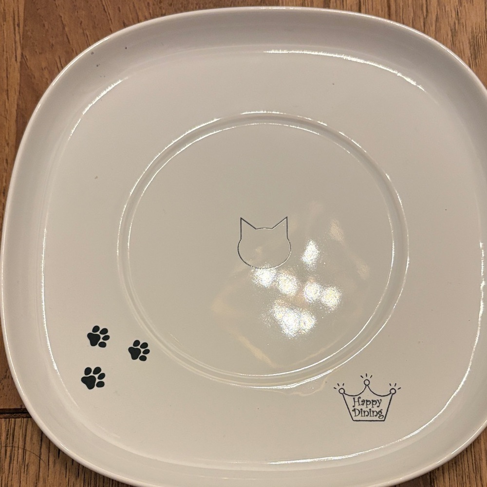 Necoichi Sakura Limited Design Wide Tilted Ceramic Cat Bowl with Tray - Picture 3 of 4